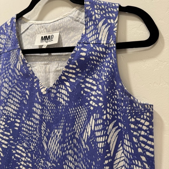 Maison Martin Margiela MM6 Women 42 US 6 Sleeveless Shift Mini Dress Blue White - Picture 5 of 13
